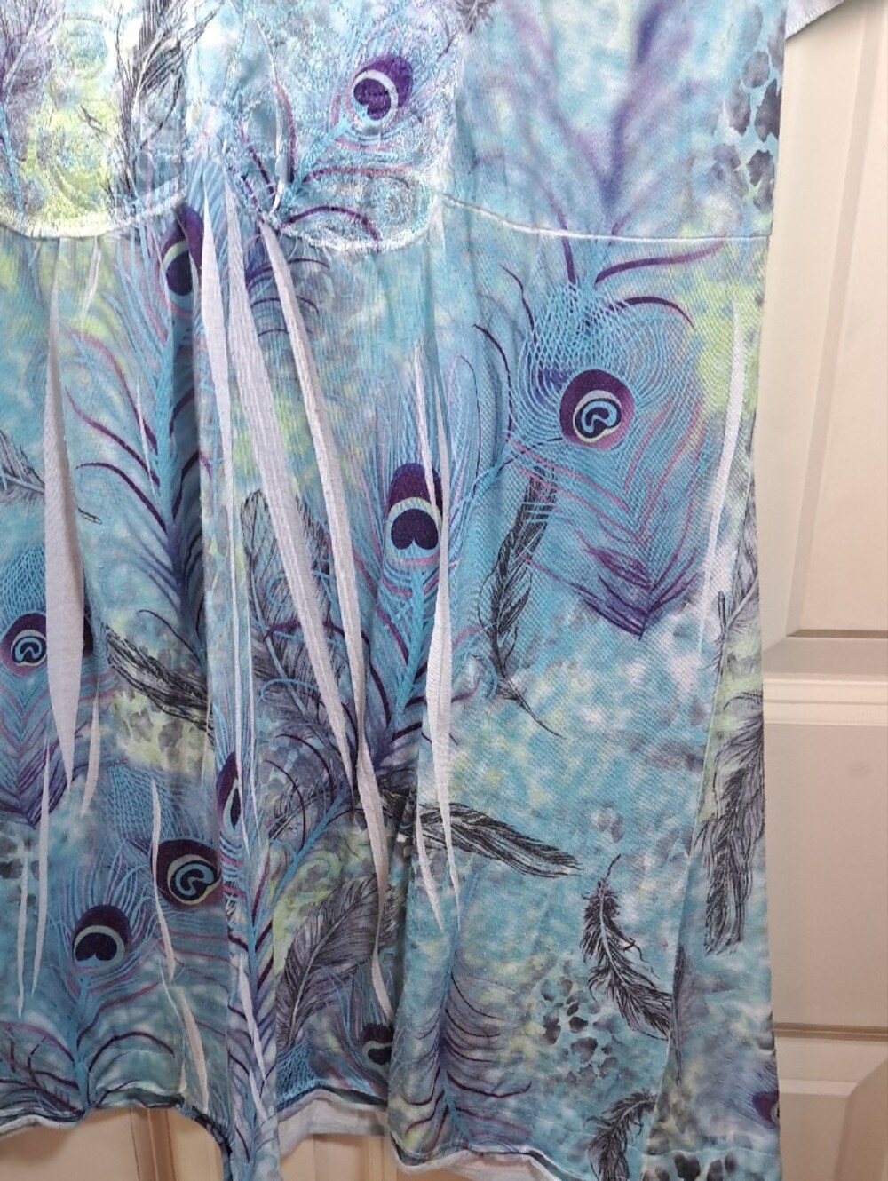 Toffee n' Apple Blue Peacock-Print V-Neck Tunic - Picture 8 of 8